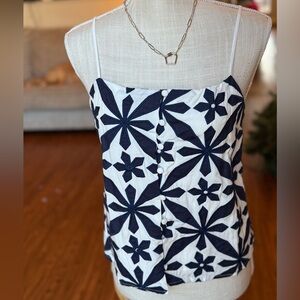🏰🆕💙SKIES ARE BLUE: Navy Embodied Print Cami Top SMALL